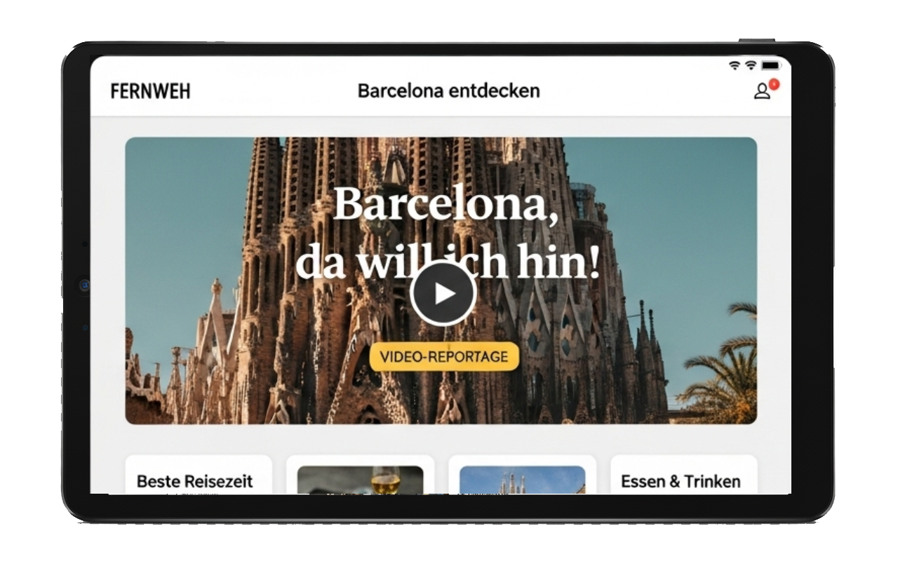 Screenshot der Fernweh App, die eine saubere und organisierte Reiseplanungsoberfläche zeigt.
